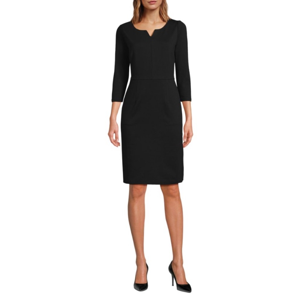 Women's Ponte Three-Quarter Sleeve Notch Neck Dress, new with tags!